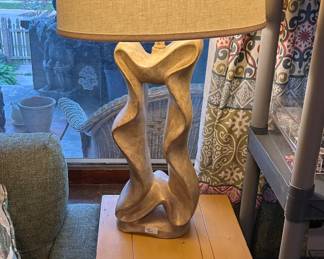 Post-Modern Biomorphic Freeform Ribbon Style Plaster Table Lamps by Jaru