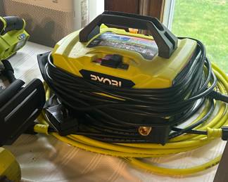 Ryobi pressure washer, with tool, and two cords