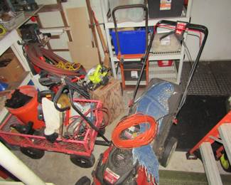push mowers and pull wagon (electric mower is NOT for sale)
