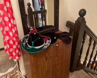 Wooden Cabinet, Decorative Mirror