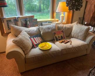 Alan White Sofa Upholstered, Decorative Pillows