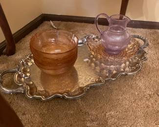 Decorative Trays, Purple Glass Pitcher