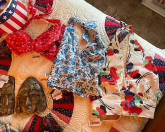 Vtg. Blue Floral Halter Top, Vtg. Halter Top, Vtg. Red Floral Halter Top
