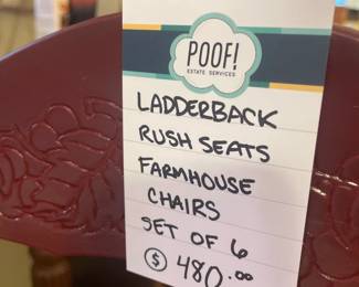 Ladderback Rush Seats Farmhouse Chairs Set of 6