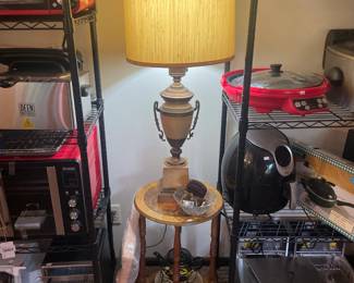 Storage Shelves, Decorative Lamp, Side Table
