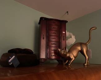 Brass MCM Style Cat, Jewelry Case