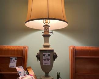 Paul Hanson Porcelain Brass & Marble Table Lamp