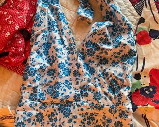Vtg Blue Floral Halter Top