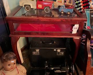 Vintage Dolls, Vintage Glass Top Display Table
