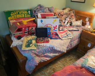 Art Dfco Twin Size Bed Frame, Decorative Pillows, Board Games