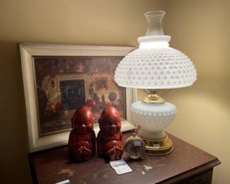 Hurricane Lamp, Framed Art, Happy Buddha Figurines