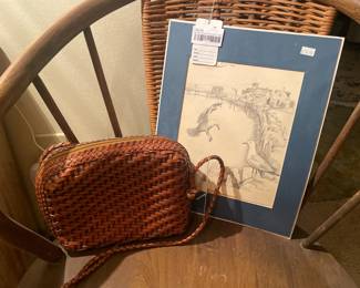 Vintage Short Wooden Chair, Purses