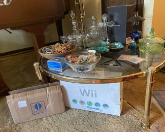 Misc Jewelry, Glass Table, Decanter Set