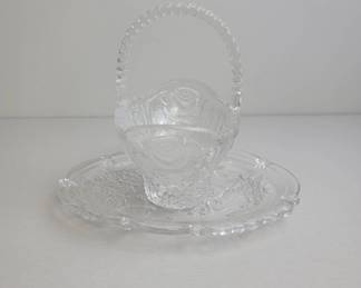 Glass Basket and Plate Set