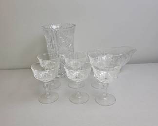 Cut Crystal Glassware and Serving Set