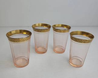 Tiffin Franciscan Pink Glasses with Gold Trim Set of 4