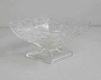 Etched Glass Pedestal Bowl