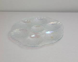 Iridescent Glass Egg Serving Plate