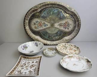 Ceramic Plates and Serving Pieces include Limoges, Lefton, Nippon and Daher