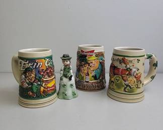 Budweiser St. Patrick’s Day Steins and Irish Bell Figurine
