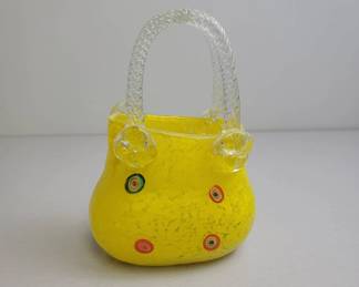 Yellow Murano Glass Handbag Sculpture