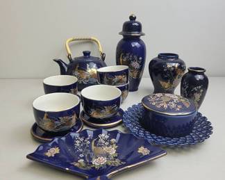 Japanese Cobalt Blue Porcelain Tea Set