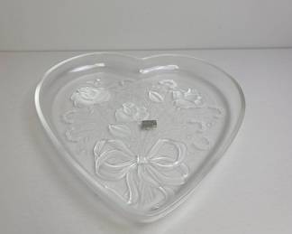 Heart-Shaped Crystal Dish with Floral Design