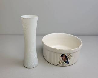 Ceramic Bowl and Decorative Vase Set
