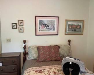 Check out the Williamsburg room! Virginia Galleries furniture, bed, art, brass, accessories