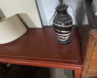 Coffee table and swirl table lamp