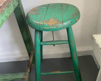 Antique Green Stool