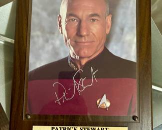 Patrick Stewart signed Star Trek plaque