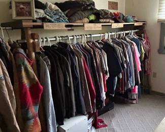 Men and women’s clothing: hoodies, short and long sleeve snap button shirts, dresses, skirts , T’s