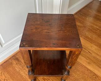 K51 - $50. Small Wooden Side Table. Measures 13"w x 13"d x 20"t