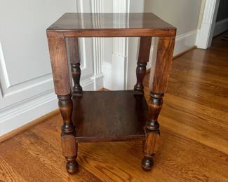 K51 - $50. Small Wooden Side Table. Measures 13"w x 13"d x 20"t