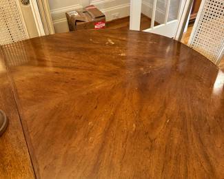 K53 - $250. Vintage Dining Table with Six Chairs. Measures 80.5W x 41.5D x 29T