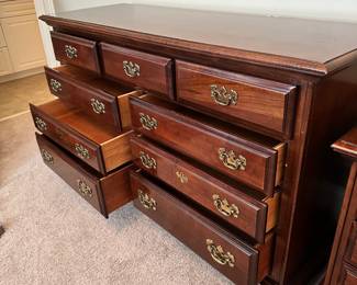 K77 - $200. 9 Drawer Lexington Dresser. Measures 55.5W x 19D x 34T