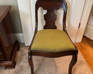 K111 - $40 - Single Mahogany Side Chair. Measures 18" wide 17" deep x 30" tall