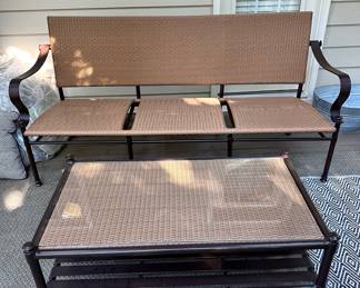 $2,450. Summer Classics SET. Priced with 2 Chairs. Couch & Coffee Table. Includes EXTRA cushions for each season! In very good condition - there is some bubbling on the arms. See photo of the worst part. Used on screened in porch. Couch Measures 79" long x 29" deep x 36" tall. Coffee Table Measures 44" long x 25" deep x 27" tall. Chairs Measure 28" wide x 26" deep x 36" tall.