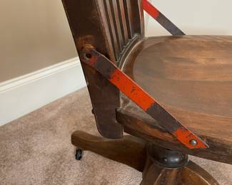 K115 - $95. 1940s Vintage Bankers Chair. Measures 18w x 16.5 x 36.5