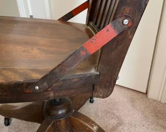 K115 - $95. 1940s Vintage Bankers Chair. Measures 18w x 16.5 x 36.5