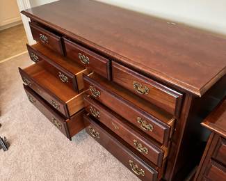 K77 - $200. 9 Drawer Lexington Dresser. Measures 55.5W x 19D x 34T