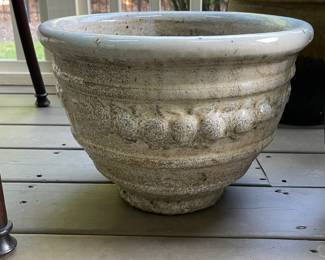 K128 - $30. Ceramic planter with drainage hole. 12" interior diameter. 10" tall.
