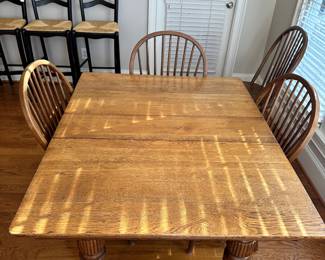 K49 - $275. Antique Dining Table with six chairs . All in good condition. 50"w x 41.5"d x 29"t