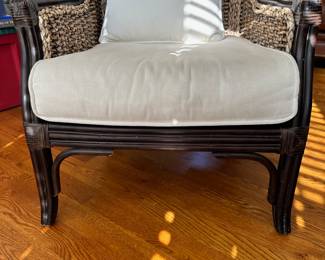 K47 - $250 - Padama's Plantation Indoor Wicker Chair. Wicker is all intact and chair is overall in great condition - 27"W x 23"D x 40"T.