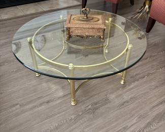 Brass and glass coffee table