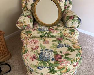 Floral Chair with Ottoman