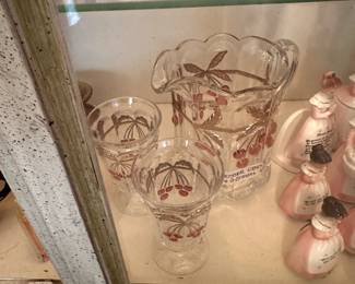 Mosser pitcher and 2 glasses