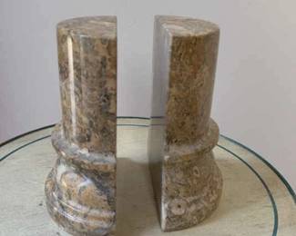 Stone Bookends Granite Marble Natural Heavy Light Beige 7 Tall 5.75 Wide