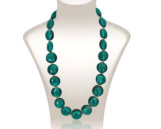 Murano glass bead necklace; 18”